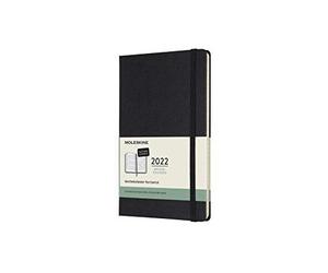 Moleskine 12 Monate Wochenkalender Deutsch 2022, Large/A5, 1 Wo = 2 Seiten, horizontal, Gebunden, Schwarz