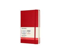 Moleskine 12-Month Daily Planner 2022, Daily Diary 2022, Hard Cover and Elastic Closure, Large Size 13 x 21 cm, Colour Scarlet Red, 400 Pages