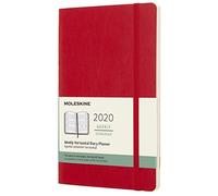 Moleskine 12 Months Agenda Weekly Horizontal 2020, Soft Cover and Elastic Closure, Scarlet Red Color, Large 13 x 21 cm, 144 Pages