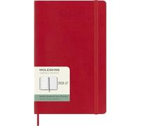 Moleskine 18 Monate Wochen Notizkalender 2026/2027, Large/A5, 1 Wo = 1 Seite, rechts linierte Seite, Weicher Einband, Scharlachrot