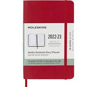 Moleskine 18-Month Weekly Planner/Diary Pocket 2022/2023, Soft Cover, Elastic Closure, Scarlet Red