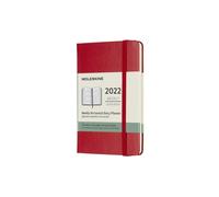 Moleskine Weekly Planner 2022, 12-Month Weekly Diary with Horizontal Layout, Weekly Horizontal Planner, Hard Cover, Pocket Size 9 x 14 cm, Colour Scarlet Red, 144 Pages