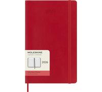 Moleskine Daily Planner, Daily Agenda 2026 12 Months, With Soft Cover and Elastic Closure, Large Format 13x21, Color Red