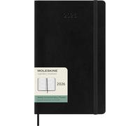 Moleskine Weekly Planner, Horizontal Weekly Agenda 2026 12 Months, With Hard Cover and Elastic Closure, Large Format 13x21, Black Color