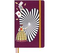 Moleskine Alice’s Adventures in Wonderland Plain Notebook, Fabric Hard Cover with Elastic Closure, Themed Bookmarks and Stickers, Queen of Hearts, Large Size 13 x 21 cm