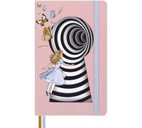 Moleskine Alice’s Adventures in Wonderland Ruled Notebook, Fabric Hard Cover with Elastic Closure, with Two Bookmarks and Themed Stickers, Alice, Large Size 13 x 21 cm