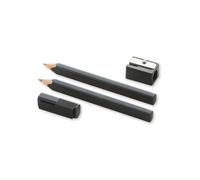 Moleskine Set of 2 2B Pencils With Sharpener, Cedar Wood Pencils With Rectangular Barrel and Steel Clip, Matte Black Finish, Adhesive Labels, Length With Cap 14 cm