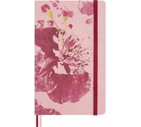 Moleskine Blank Notebook Sakura - Hard Fabric Cover with Elastic Closure, Includes Themed Greeting Cards, Stickers and Bookmark, Large Size 13 x 21 cm