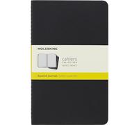 Moleskine Cahier Journal, Set 3 Noteboks with Squared Pages, Soft Cover with Visible Cotton Stiching, Colour Black, Size Large 13 x 21 cm