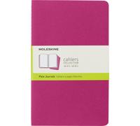 Moleskine Cahier Journal, Set 3 Notebooks with Plain Pages, Cardboard Cover with Visible Cotton Stiching, Colour Kinetic Pink, Large 13 x 21 cm, 80 Pages