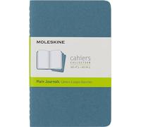 Set Of 3 Moleskine Pocket Plain Cahier Journals: Brisk Blue