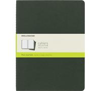 Moleskine Cahier Journal, Set 3 Notebooks with Plain Pages, Cardboard Cover with Visible Cotton Stiching, Colour Myrtle Green, Extra Large 19 x 25 cm, 120 Pages
