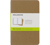 Moleskine Cahier Journal, Set 3 Notebooks with Plain Pages, Cardboard Cover with Visible Cotton Stiching, Colour Kraft Brown, Pocket 9 x 14 cm, 64 Pages