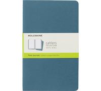Moleskine Cahier Journal, Set 3 Notebooks with Plain Pages, Cardboard Cover with Visible Cotton Stiching, Colour Brisk Blue, Large 13 x 21 cm, 80 Pages