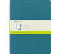 Moleskine Cahier Journal, Set 3 Notebooks with Plain Pages, Cardboard Cover with Visible Cotton Stiching, Colour Brisk Blue, Extra Large 19 x 25 cm, 120 Pages