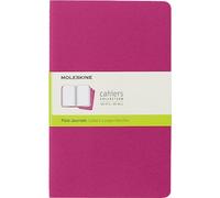Moleskine Cahier Journal, Set 3 Notebooks with Plain Pages, Cardboard Cover with Visible Cotton Stiching, Colour Kinetic Pink, Large 13 x 21 cm, 80 Pages