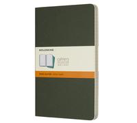 Moleskine Cahier Journal, Set 3 Notebooks with Ruled Pages, Cardboard Cover with Visible Cotton Stiching, Colour Myrtle Green, Large 13 x 21 cm, 80 Pages