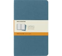 Moleskine Cahier Journal, Set 3 Notebooks with Ruled Pages, Cardboard Cover with Visible Cotton Stiching, Colour Brisk Blue, Large 13 x 21 cm, 80 Pages