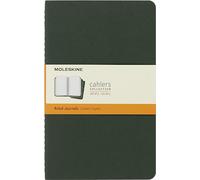 Moleskine Cahier Journal, Set 3 Notebooks with Ruled Pages, Cardboard Cover with Visible Cotton Stiching, Colour Myrtle Green, Large 13 x 21 cm, 80 Pages