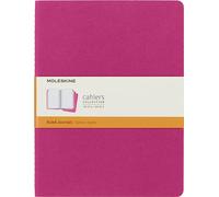 Moleskine Cahier Journal, Set 3 Notebooks with Ruled Pages, Cardboard Cover with Visible Cotton Stiching, Colour Kinetic Pink, Extra Large 19 x 25 cm, 120 Pages