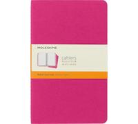 Moleskine Cahier Journal, Set 3 Notebooks with Ruled Pages, Cardboard Cover with Visible Cotton Stiching, Colour Kinetic Pink, Large 13 x 21 cm, 80 Pages