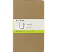 Moleskine Cahier Journal, Set of 3 Notebooks With Blank Pages, Cardboard Cover and Visible Cotton Stitching, Brown, Large, 13 x 21 cm