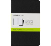 Moleskine Cahier Journal, Set of 3 Notebooks With Blank Pages, Cardboard Cover and Visible Cotton Stitching, Black, Pocket, 9 x 14 cm