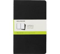 Moleskine Cahier Journal, Set of 3 Notebooks With Blank Pages, Cardboard Cover and Visible Stitching, Black, Large, 13 x 21 cm