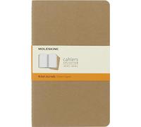 Moleskine Cahier Journal, Set of 3 Notebooks With Ruled Pages, Cardboard Cover and Visible Stitching, Brown, 80 Pages, Large, 13 x 21 cm