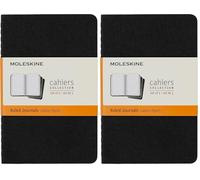 Moleskine Cahier Journal, Set of 3 Notebooks With Ruled Pages, Cardboard Cover and Visible Stitching, Black, 64 Pages, Pocket, 9 x 14 cm (Pack of 2)