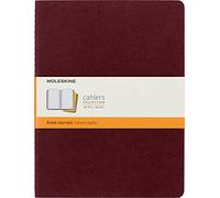 Moleskine Cahier Journal, Soft Cover, XL (7.5" x 9.5") Ruled/Lined, Cranberry Red, Mustard Yellow, Kraft Brown, 120 Pages (Set of 3)