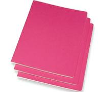 Moleskine Cahier Journal, Set 3 Notebooks with Plain Pages, Cardboard Cover with Visible Cotton Stiching, Colour Kinetic Pink, Extra Large 19 x 25 cm, 120 Pages