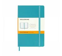 Moleskine Classic Ruled Paper Notebook, Hard Cover and Elastic Closure Journal, Color Reef Blue, Size Pocket 9 x 14 cm, 192 Pages