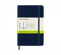 Moleskine Classic Plain Paper Notebook, Soft Cover and Elastic Closure Journal, Color Sapphire Blue, Medium 9 x 14 cm, 208 Pages