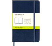 Moleskine Classic Plain Paper Notebook, Hard Cover and Elastic Closure Journal, Color Sapphire Blue, Size Pocket 9 x 14 cm, 192 Pages