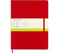 Moleskine Classic Plain Paper Notebook, Hard Cover and Elastic Closure Journal, Color Scarlet Red, Size Extra Large 19 x 25 cm, 192 Pages