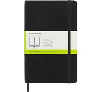 Moleskine Classic Plain Paper Notebook, Soft Cover and Elastic Closure Journal, Color Black, Size Large 13 x 21 A5, 192 Pages