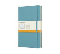 Moleskine Classic Ruled Paper Notebook, Hard Cover and Elastic Closure Journal, Color Reef Blue, Size Large 13 x 21 cm, 240 Pages