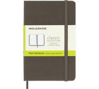 Moleskine Classic Plain Paper Notebook, Hard Cover and Elastic Closure Journal, Color Earth Brown, Size Pocket 9 x 14 cm, 192 Pages