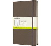 Moleskine Classic Plain Paper Notebook, Hard Cover and Elastic Closure Journal, Color Earth Brown, Size Large 13 x 21 cm, 240 Pages
