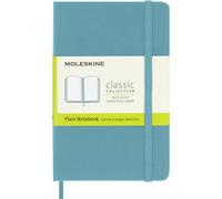 Moleskine Classic Plain Paper Notebook, Hard Cover and Elastic Closure Journal, Color Reef Blue, Size Pocket 9 x 14 cm, 192 Pages