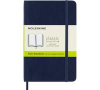 Moleskine Classic Plain Paper Notebook, Soft Cover and Elastic Closure Journal, Color Sapphire Blue, Medium 9 x 14 cm, 208 Pages
