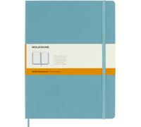 Moleskine Classic Ruled Paper Notebook, Hard Cover and Elastic Closure Journal, Color Reef Blue, Size Extra Large 19 x 25 cm, 192 Pages
