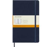 Moleskine Classic Ruled Paper Notebook, Hard Cover and Elastic Closure Journal, Color Sapphire Blue, Size Large 13 x 21 cm, 240 Pages