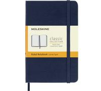 Moleskine Classic Ruled Paper Notebook, Hard Cover and Elastic Closure Journal, Color Sapphire Blue, Size Pocket 9 x 14 cm, 240 Pages