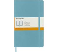 Moleskine Classic Ruled Paper Notebook - Soft Cover and Elastic Closure Journal - Color Reef Blue - Large 13 x 21 A5 - 192 Pages