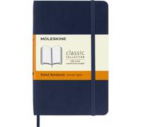 Moleskine Classic Ruled Paper Notebook, Soft Cover and Elastic Closure Journal, Color Sapphire Blue, Size Pocket 9 x 14 A6, 192 Pages