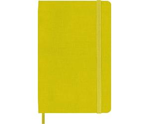 Moleskine Classic Ruled Plain Paper Notebook, Silk Hard Cover and Elastic Closure Journal, Pocket Size, Colour Hay Yellow