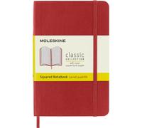 Moleskine Classic Squared Paper Notebook, Soft Cover and Elastic Closure Journal, Color Scarlet Red, Size Pocket 9 x 14 A6, 192 Pages