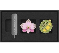 Moleskine Country Themed Pins,Orchid and Durian Fruit Set, Singapore, for Notebooks and Planners, Decorative Accessories and Gift Idea